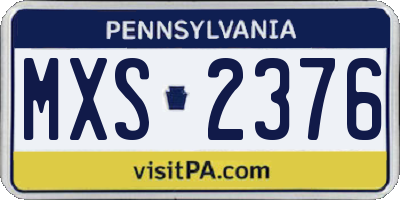 PA license plate MXS2376