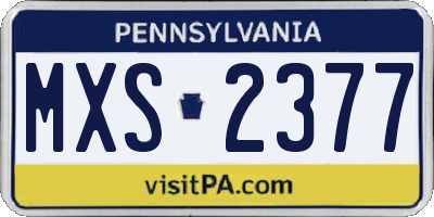 PA license plate MXS2377