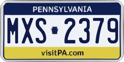 PA license plate MXS2379