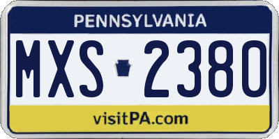 PA license plate MXS2380
