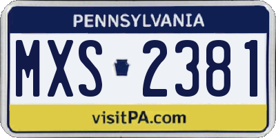 PA license plate MXS2381