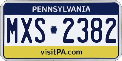 PA license plate MXS2382