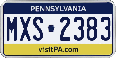 PA license plate MXS2383