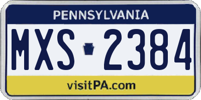 PA license plate MXS2384