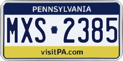 PA license plate MXS2385