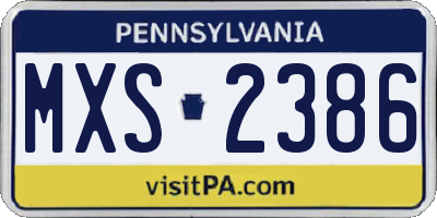 PA license plate MXS2386
