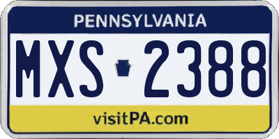 PA license plate MXS2388