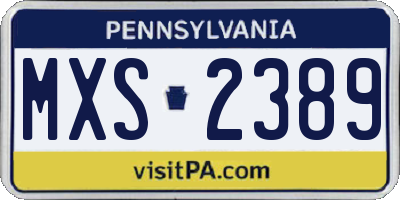 PA license plate MXS2389