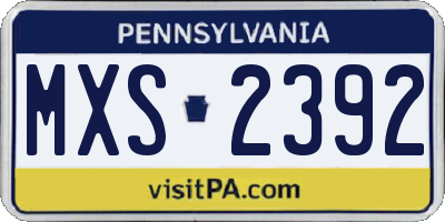 PA license plate MXS2392