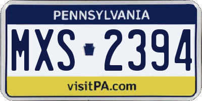 PA license plate MXS2394