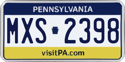 PA license plate MXS2398