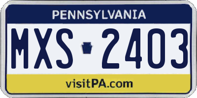 PA license plate MXS2403