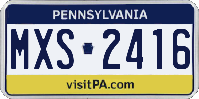 PA license plate MXS2416