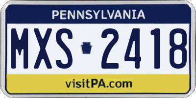 PA license plate MXS2418