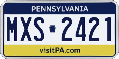 PA license plate MXS2421