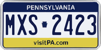 PA license plate MXS2423