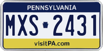 PA license plate MXS2431
