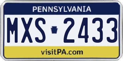 PA license plate MXS2433