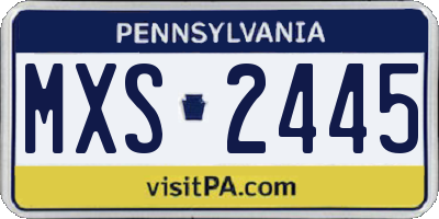 PA license plate MXS2445