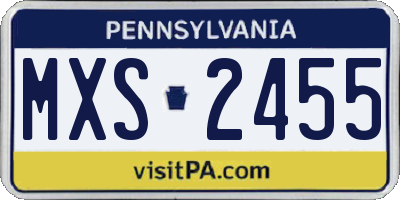 PA license plate MXS2455