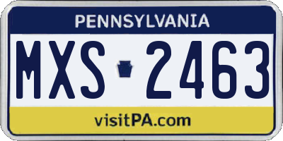 PA license plate MXS2463