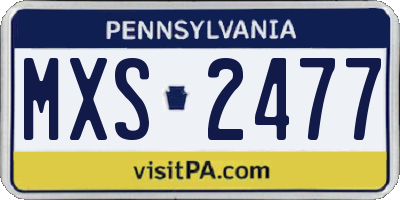 PA license plate MXS2477