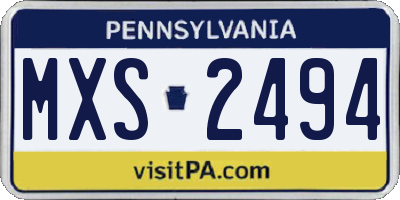 PA license plate MXS2494