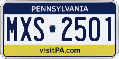 PA license plate MXS2501