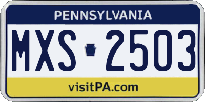 PA license plate MXS2503