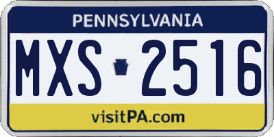 PA license plate MXS2516