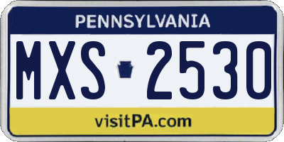 PA license plate MXS2530