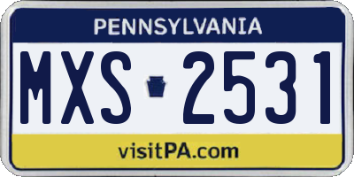 PA license plate MXS2531