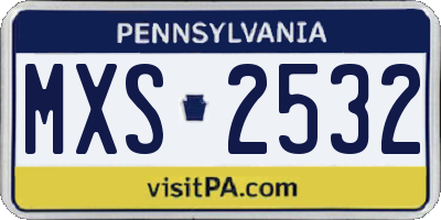 PA license plate MXS2532