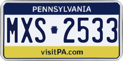 PA license plate MXS2533