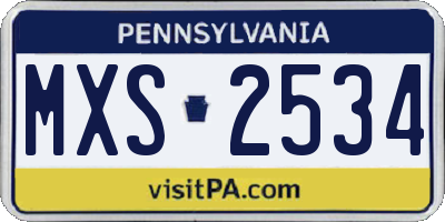 PA license plate MXS2534
