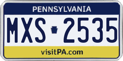 PA license plate MXS2535