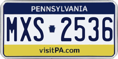 PA license plate MXS2536