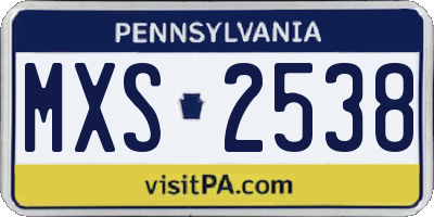 PA license plate MXS2538