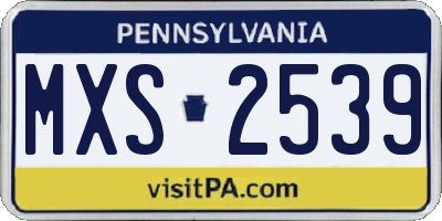 PA license plate MXS2539