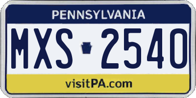 PA license plate MXS2540