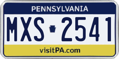 PA license plate MXS2541