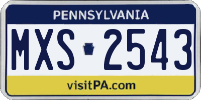 PA license plate MXS2543