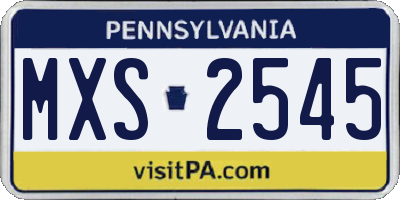 PA license plate MXS2545