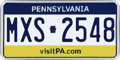 PA license plate MXS2548