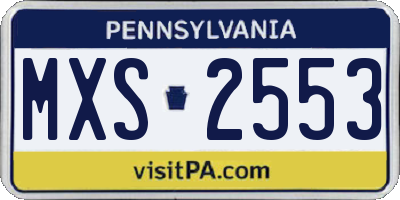 PA license plate MXS2553