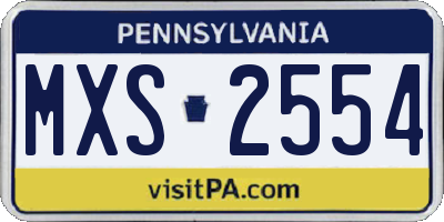 PA license plate MXS2554