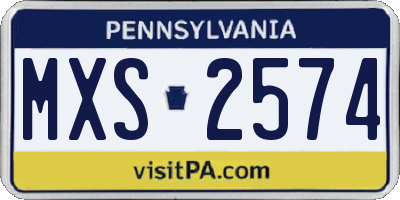 PA license plate MXS2574