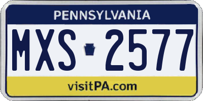 PA license plate MXS2577