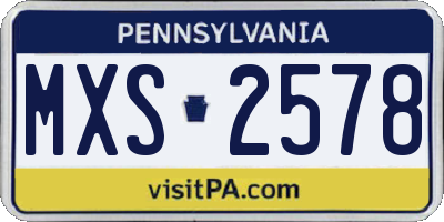 PA license plate MXS2578