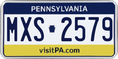 PA license plate MXS2579
